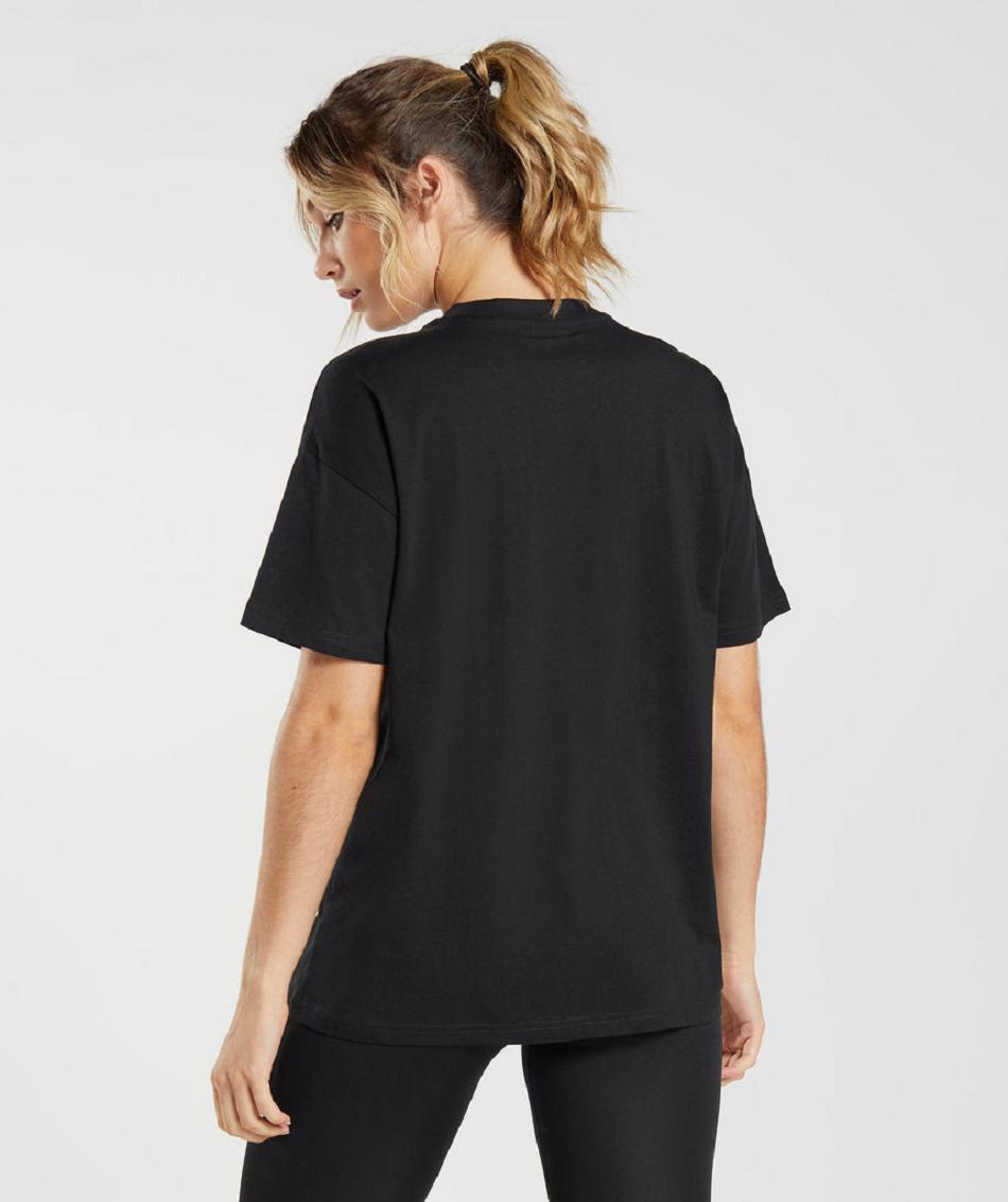 T Shirts Gymshark Entrenamiento Oversized Mujer Negras | CO 2250PJJ